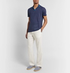 Orlebar Brown - Felix Slim-Fit Contrast-Tipped Linen-Piqué Polo Shirt - Blue