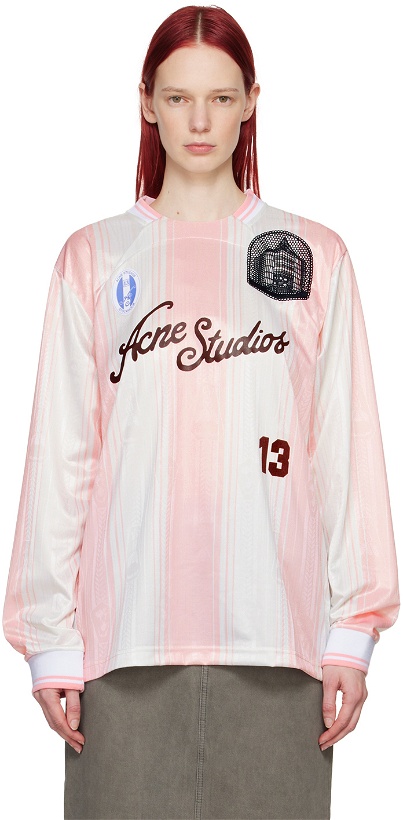 Photo: Acne Studios Pink & White Striped Long Sleeve T-Shirt