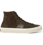 TOM FORD - Cambridge Leather-Trimmed Suede High-Top Sneakers - Green