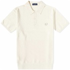 Fred Perry Authentic Men's Tonal Panel Knitted Polo Shirt in Ecru