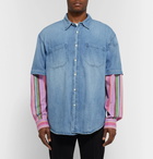 Balenciaga - Oversized Panelled Striped Denim Shirt - Light blue