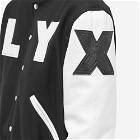1017 ALYX 9SM Men's Leather Sleeve Logo Varsity Jacket in Black/White