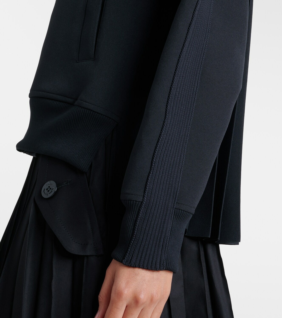 Sacai Paneled twill zip-up sweatshirt