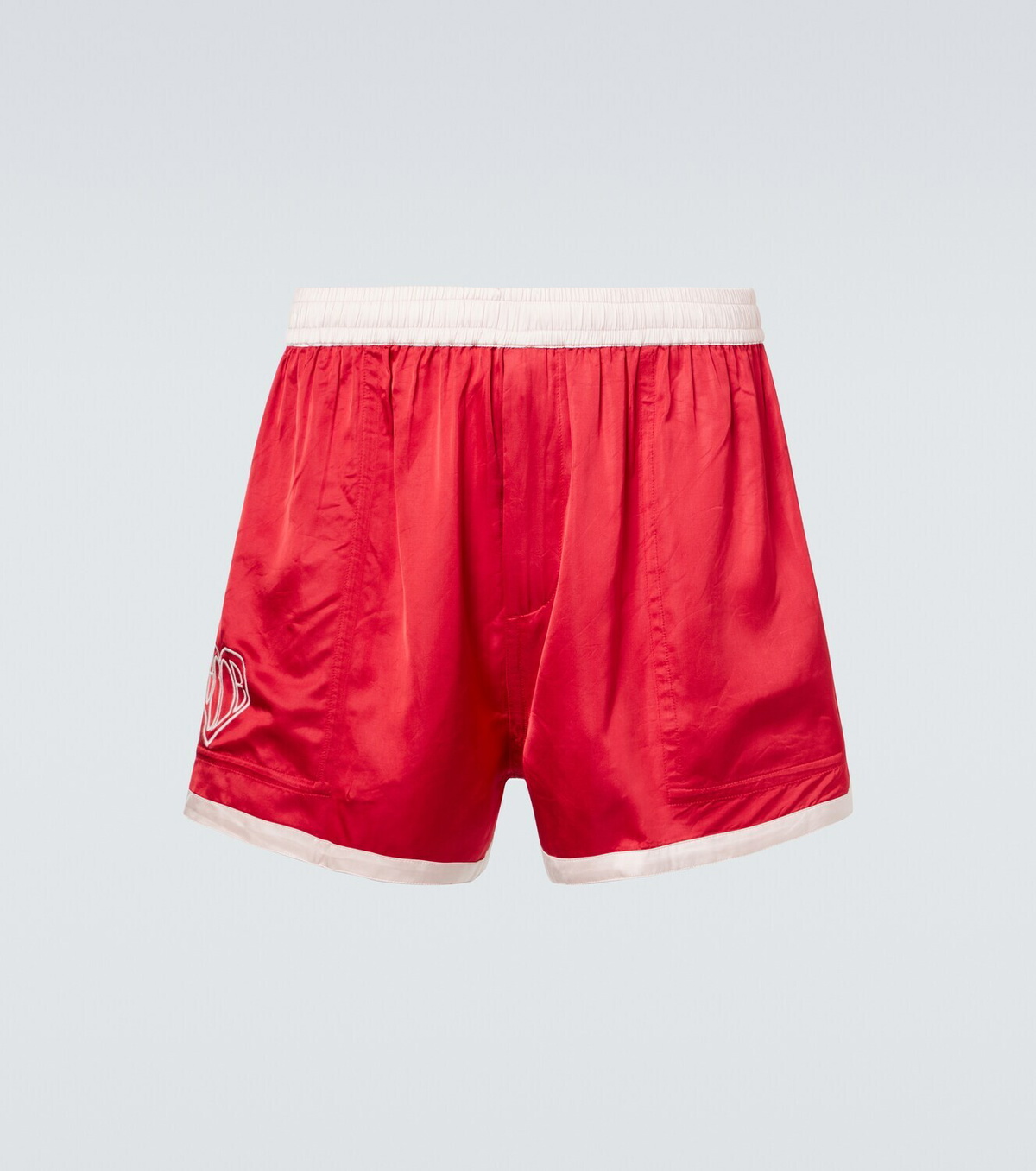 Bode Heart Deco embroidered satin shorts