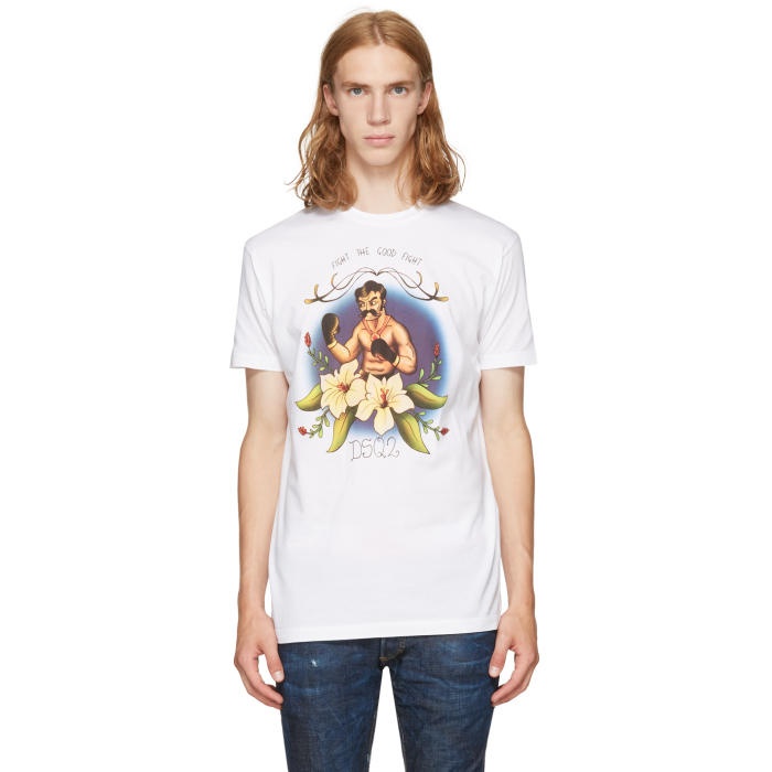 Photo: Dsquared2 White Fight the Good Fight T-Shirt