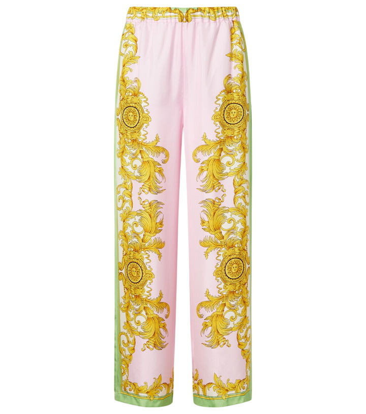 Photo: Versace Printed silk twill wide-leg pants