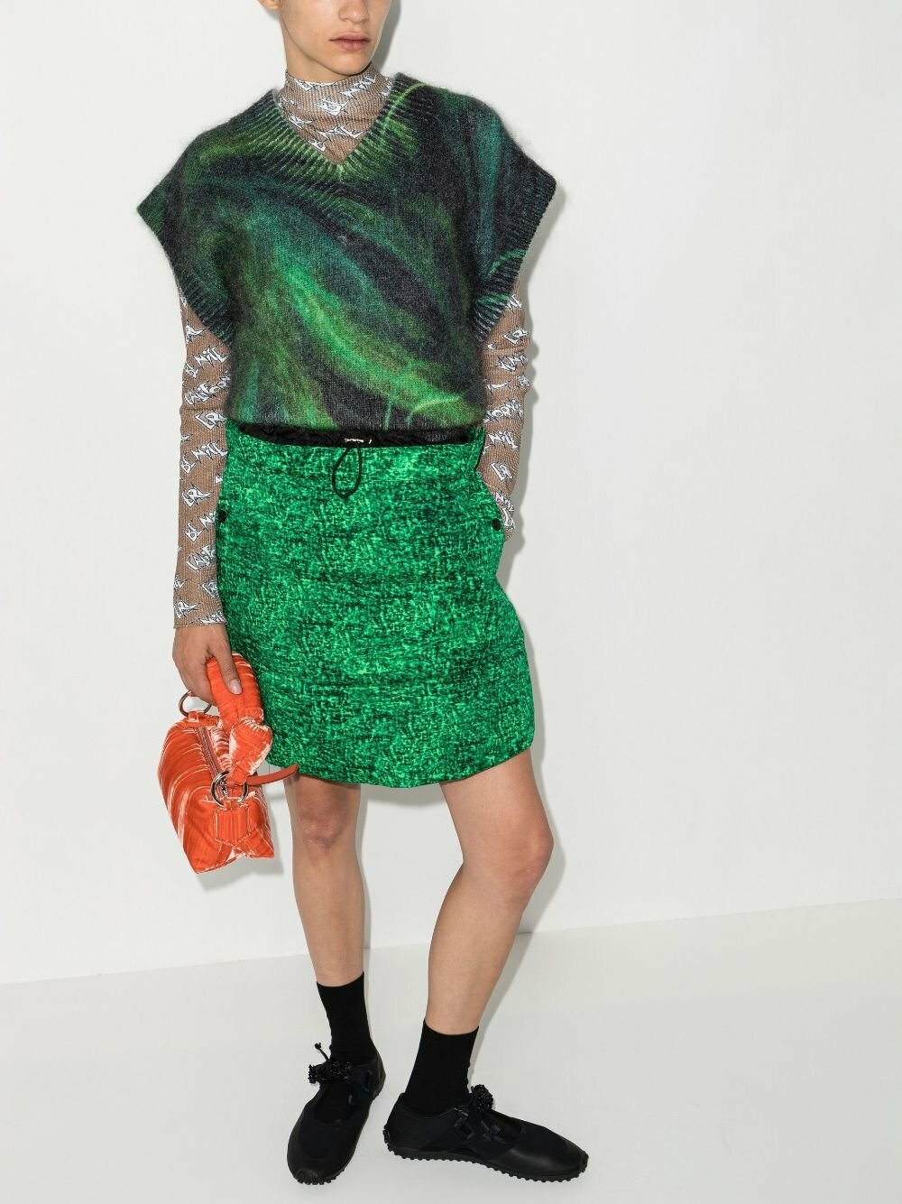 Moncler Genius X JW Anderson Green Down-Filled Cotton Mini Skirt