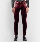 SAINT LAURENT - Skinny-Fit Velvet Trousers - Burgundy