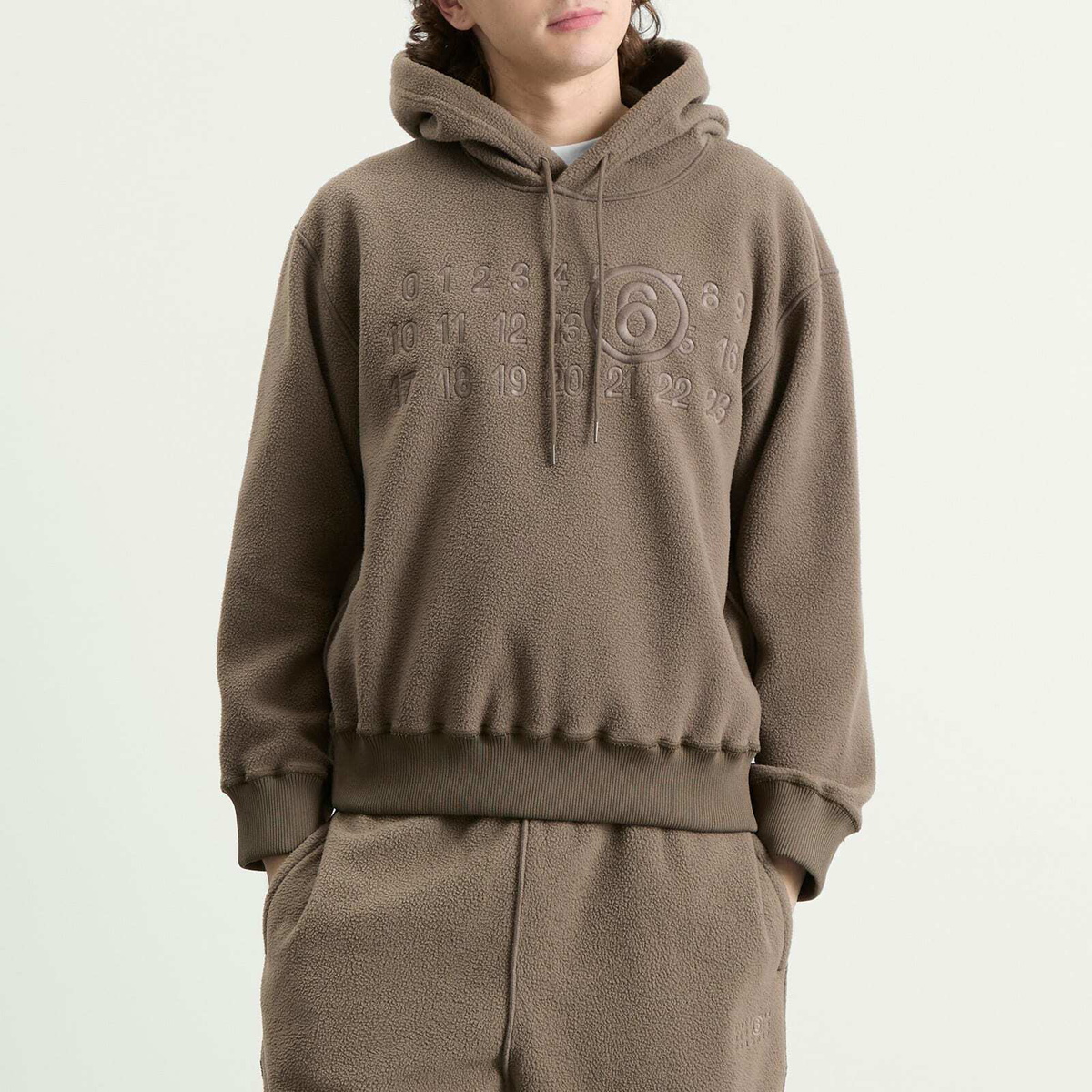 MM6 Maison Margiela Men's Logo Fleece Sweatshirt in Taupe