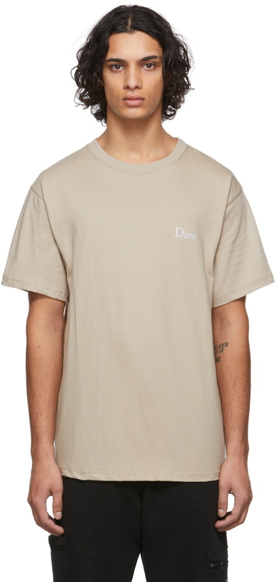 Photo: Dime Taupe Classic Small Logo T-Shirt