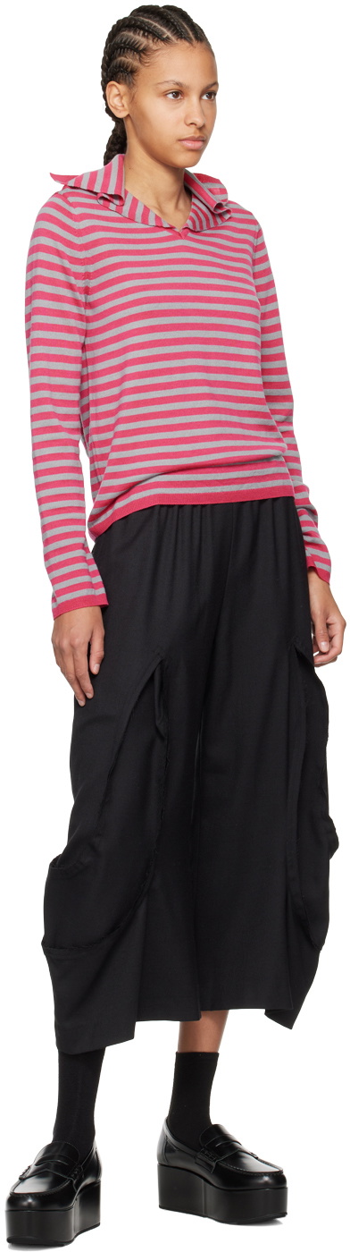 Comme des Garçons Girl Pink & Gray Striped Sweater