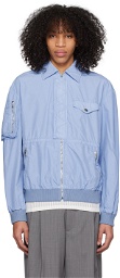 Winnie New York Blue Spread Collar Bomber Jacket