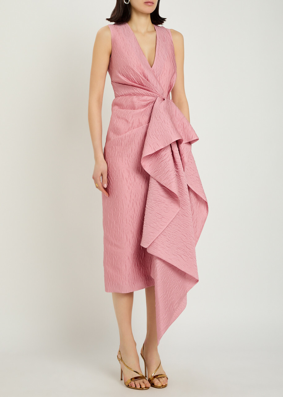 Roksanda Esra Cascading Cloqué Midi Dress Pink