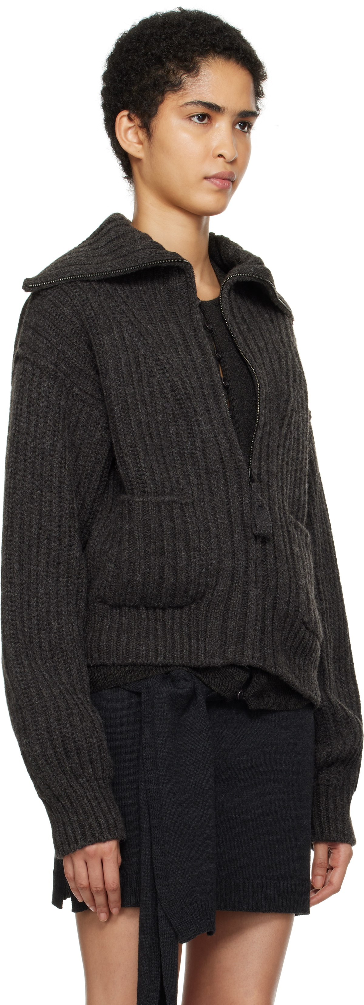 LEMAIRE ルメール 24AW Trucker Collar Zipped Cardigan ジップアップカーディガン TO1263 LK1029 ベージュ S LEMAIRE Brown Trucker Collar Zipped Cardigan Lemaire