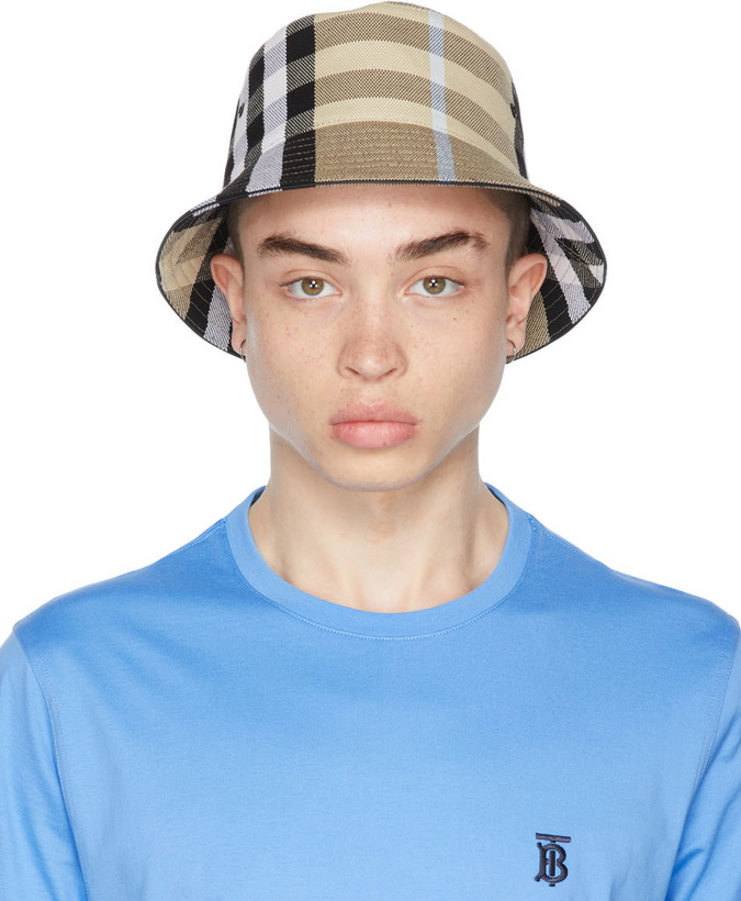 Photo: Burberry Beige Cotton Check Bucket Hat