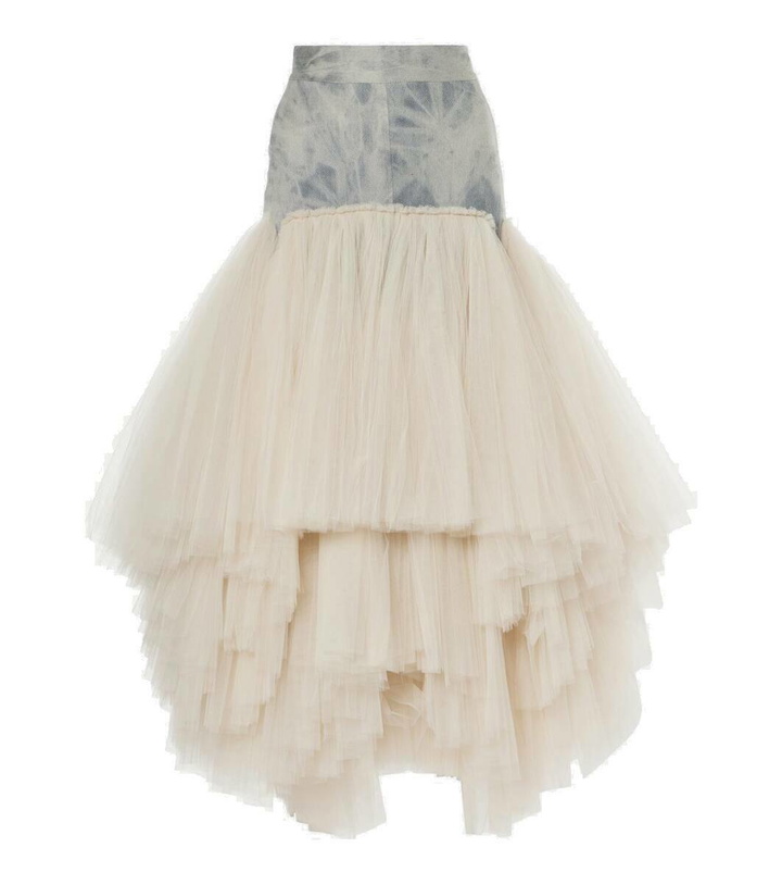 Photo: Maticevski Graceful denim and tulle maxi skirt