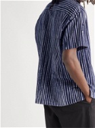 Post-Imperial - Striped Beaded Indigo-Dyed Cotton Shirt - Blue