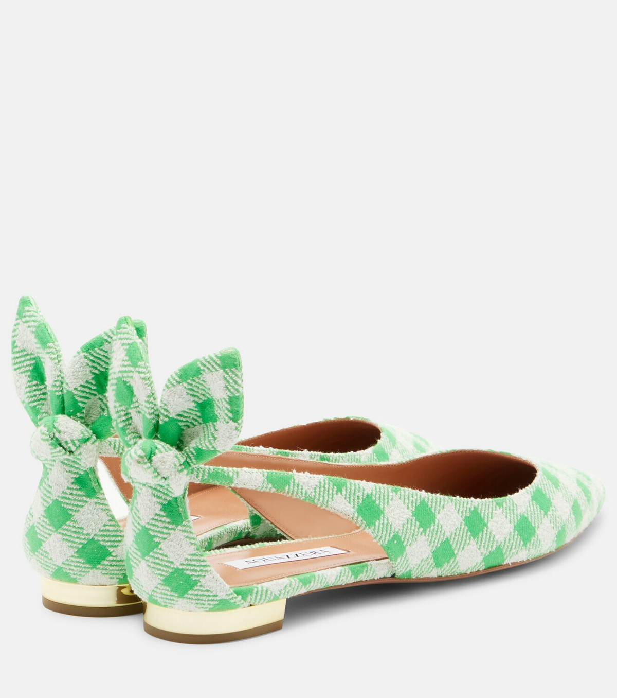 Aquazzura Bow Tie bow-detail checked ballet flats