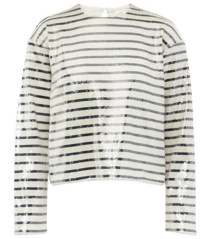 Photo: Frame Sequined striped cotton top coat