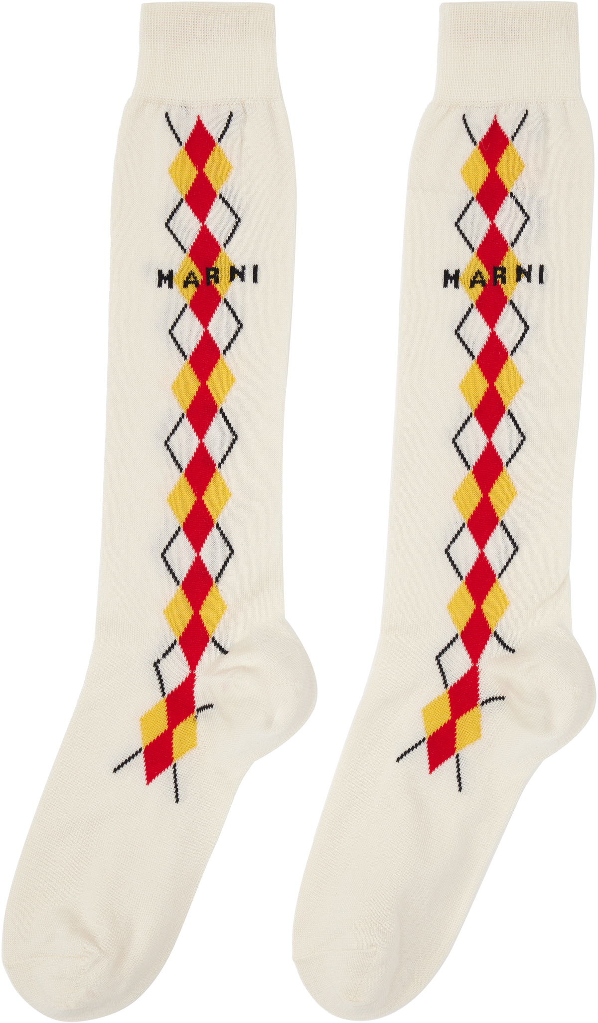 Marni Off-White Argyle Socks