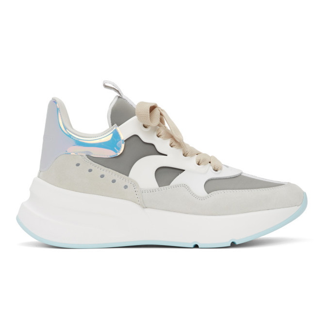 Photo: Alexander McQueen White and Blue Leather Sneakers
