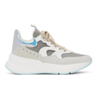 Alexander McQueen White and Blue Leather Sneakers