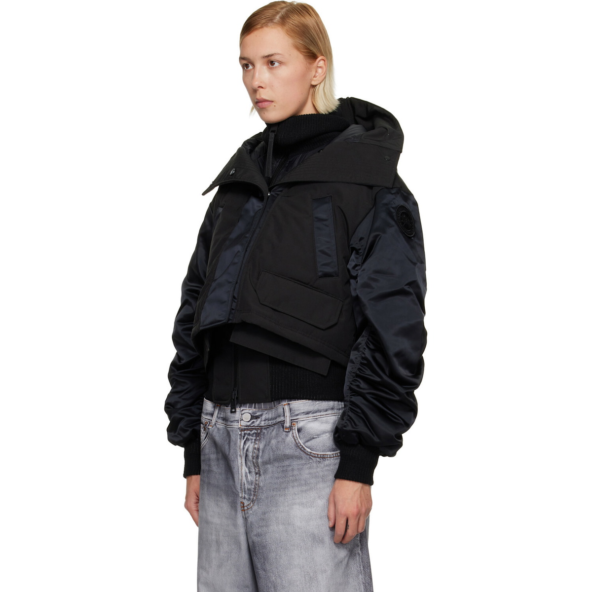 Canada Goose Black 'Tonal Label' Claremont Down Bomber Jacket