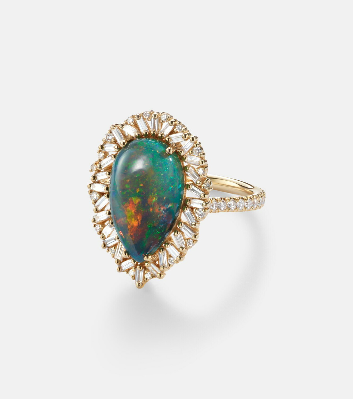 Suzanne Kalan Portrait 18kt gold ring with opal and diamonds