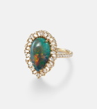 Suzanne Kalan Portrait 18kt gold ring with opal and diamonds