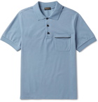 Berluti - Leather-Trimmed Cotton-Piqué Polo Shirt - Men - Blue