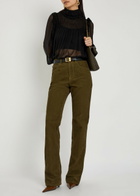 Saint Laurent Clyde Bootcut Corduroy Trousers Khaki
