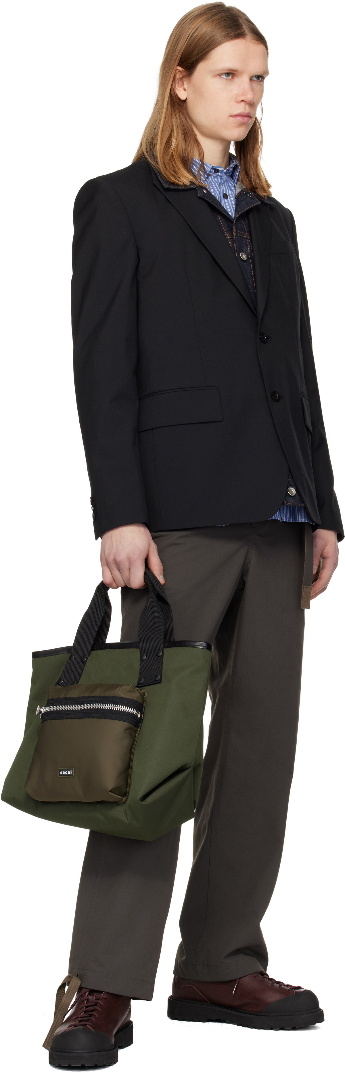 sacai Khaki Medium Pocket Tote