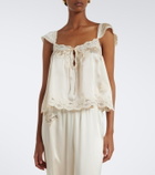 Dôen Rosalee lace-trimmed silk satin top