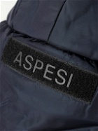 Aspesi - Logo-Appliquéd Padded Quilted Shell Trapper Hat - Blue
