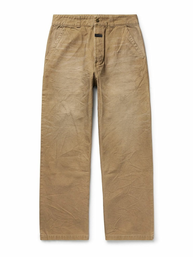 Photo: Fear of God - Utility Straight-Leg Distressed Cotton-Canvas Trousers - Brown