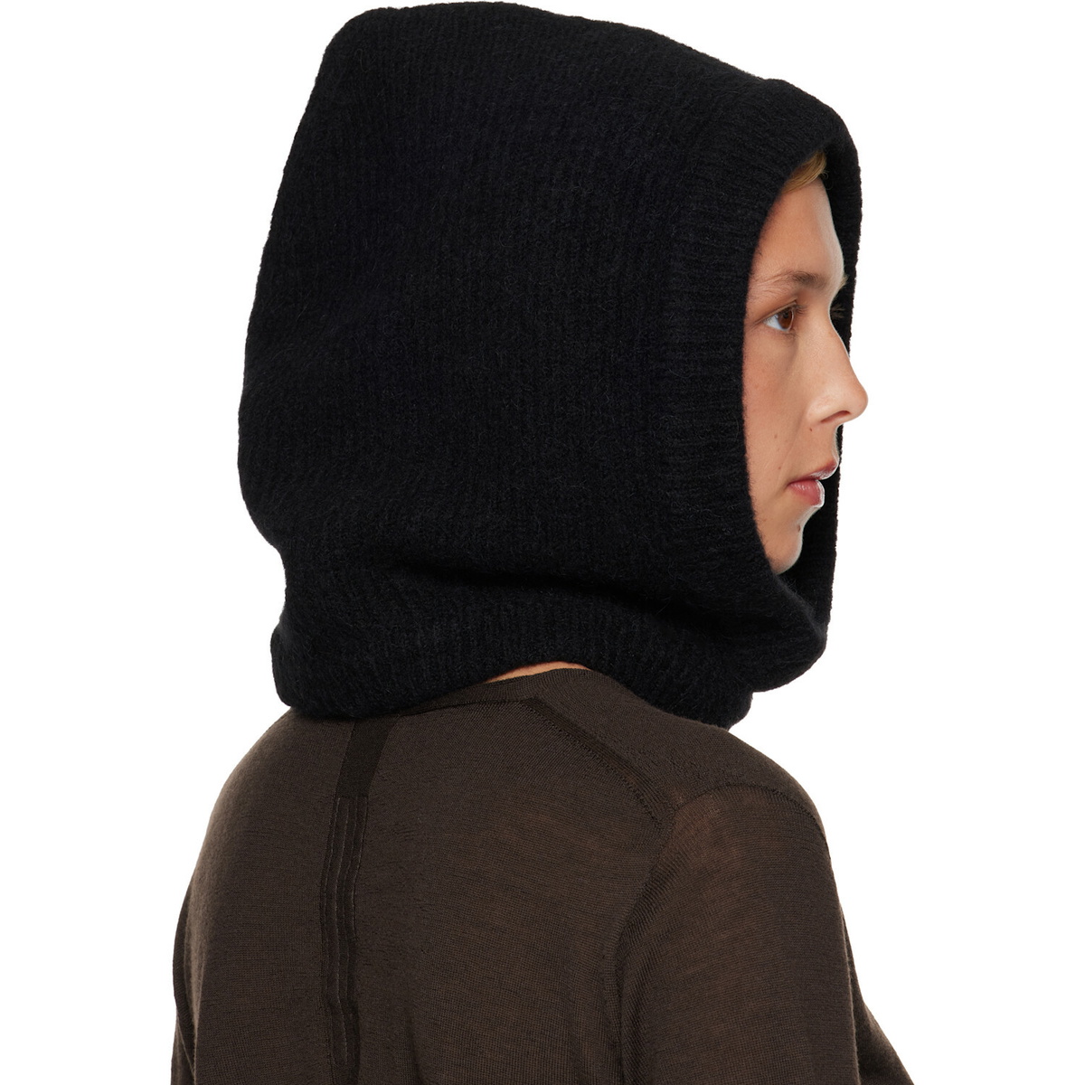 Rick Owens Black Tower Alpaca Knit Hood