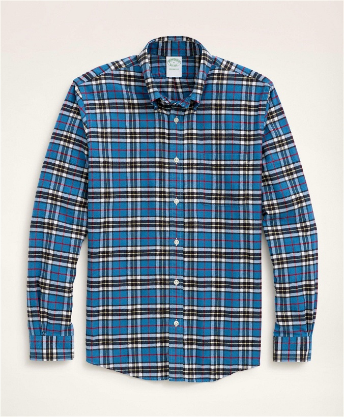 Photo: Brooks Brothers Men's Milano Slim-Fit Portuguese Flannel Tartan Shirt | Teal