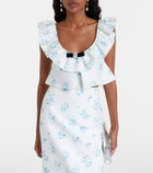Shushu/Tong Floral ruffled cotton and silk top