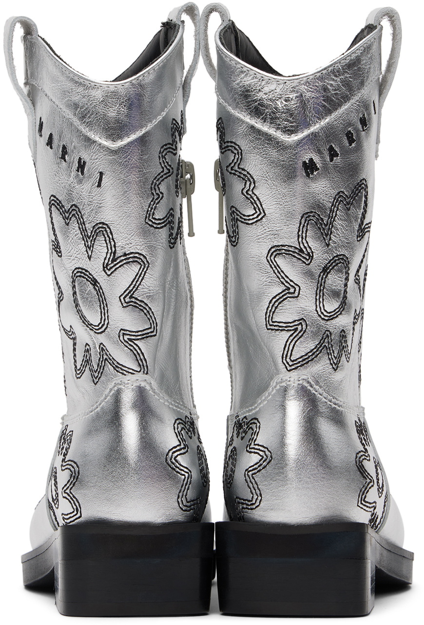 Marni Kids Silver Cowboy Boots