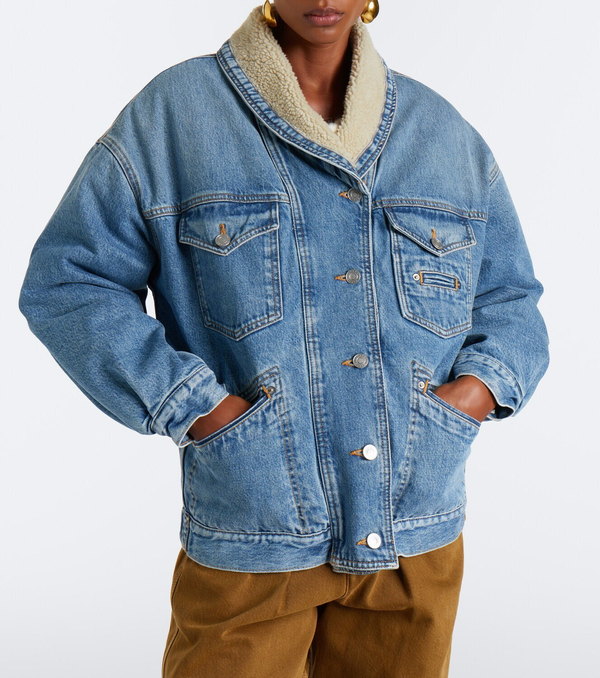 Isabel Marant Pimia fleece-trimmed denim jacket