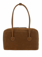 Marge Sherwood boston Beige Shoulder Bag With Embossed Logo Lettering On The Front In Leather Woman