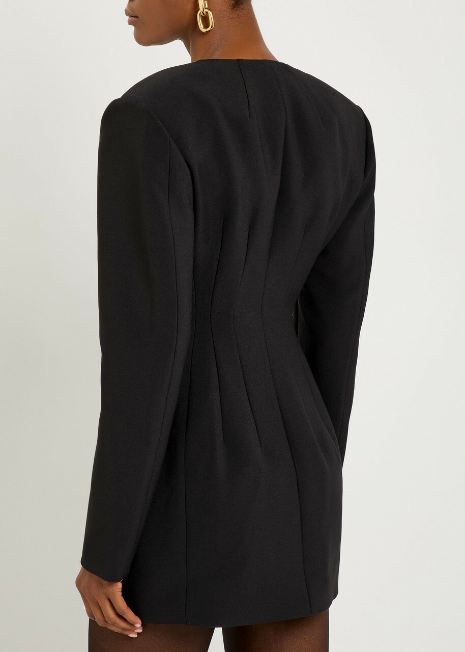 Ronny Kobo Jae Colour-block Crepe Mini Dress Black And White