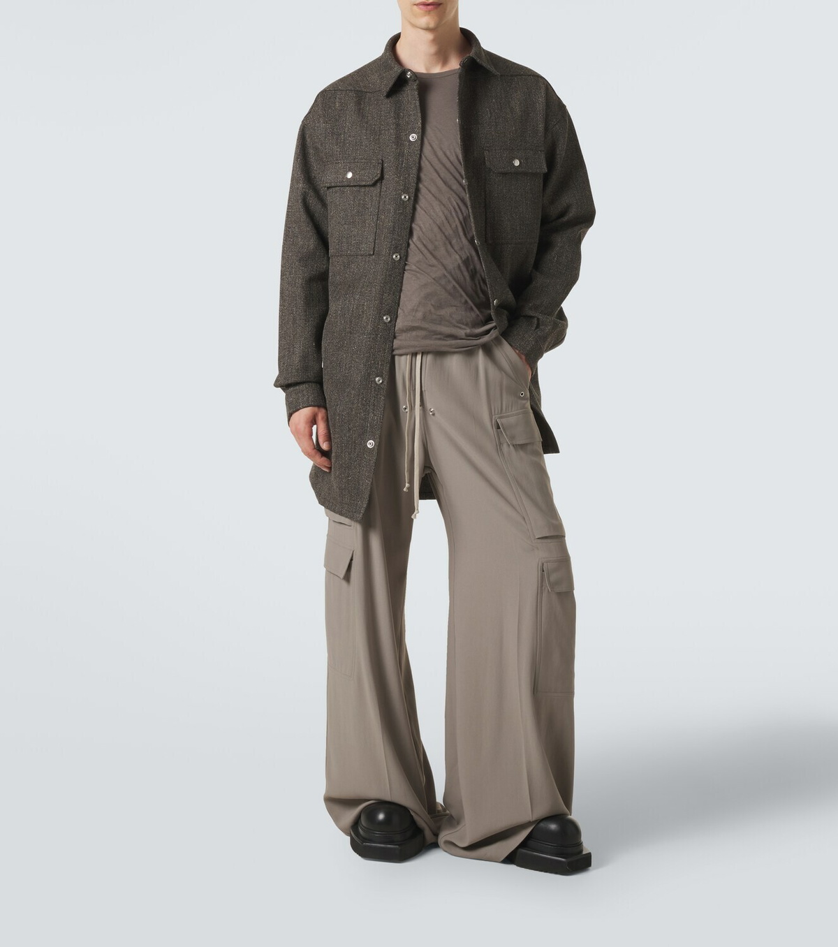 Rick Owens Oversized wool and linen-blend overshirt