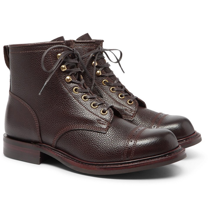 Photo: RRL - Bowery Pebble-Grain Leather Boots - Men - Brown
