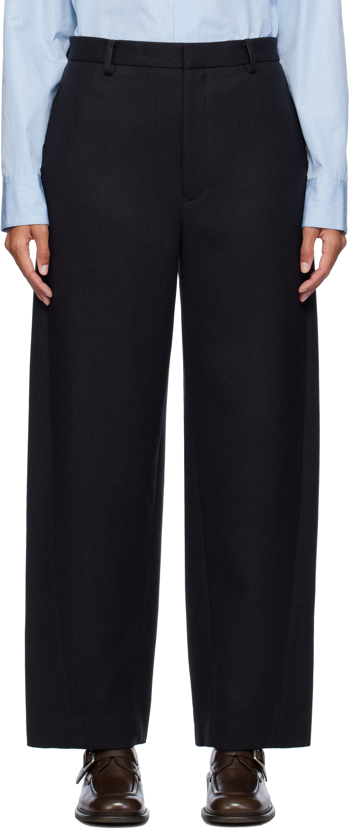 AURALEE Black Light Melton Trousers Auralee