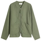 Universal Works Men's Slub Sateen Zip Liner Jacket in Olive