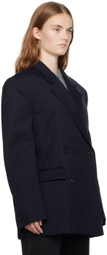 Recto Navy Double-Breasted Blazer