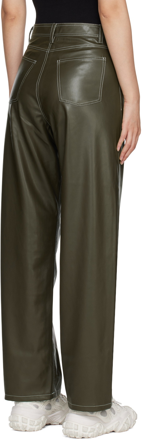 determ; Gray Rounded Faux-Leather Trousers
