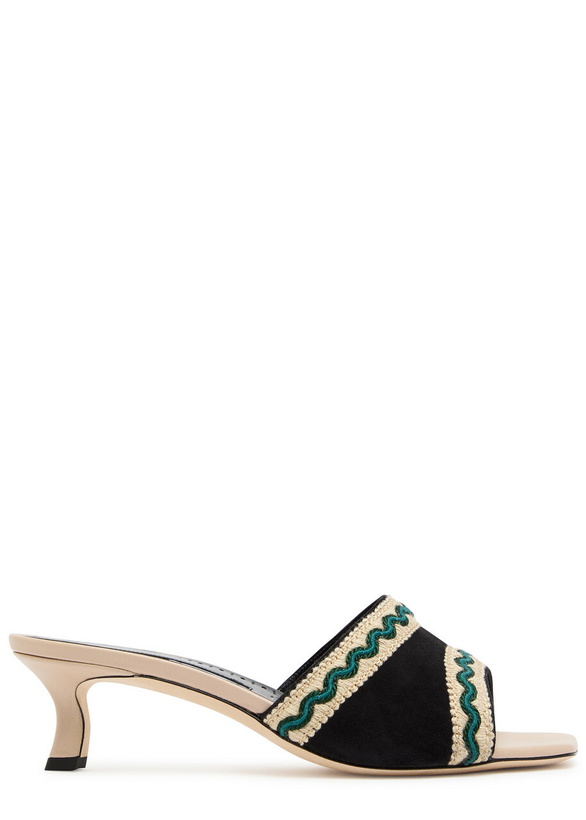 Photo: Manolo Blahnik Pop Altra 50 Suede and Leather Sandals Black And White