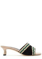 Manolo Blahnik Pop Altra 50 Suede and Leather Sandals Black And White
